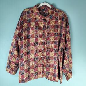 Salon Studio Womens Multicolor Checkered Button Up Long Sleeve Shirt Size 3X
